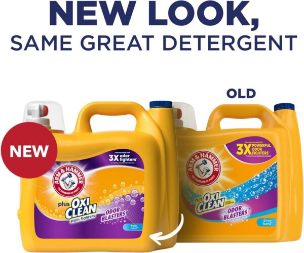 Arm & Hammer Plus OxiClean Odor Blasters Fresh Burst, 128 Loads Liquid Laundry Detergent, 166.5 Fl oz - Image 3