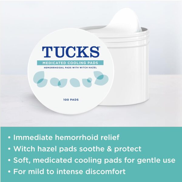 TUCKS Medicated Cooling Pads, 100 Count – Pads with Witch Hazel, Cleanses Sensitive Areas, Protects from Irritation, Hemorrhoid Treatment, Medicated Pads Used By Hospitals  Health & Household - Image 17