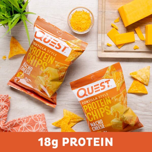 Quest Nutrition Nacho Cheese Tortilla Style Protein Chips, 18g Protein, 4g Net Carb, Low Carb, Gluten Free, 1.1 oz (Pack of 12) - Image 4