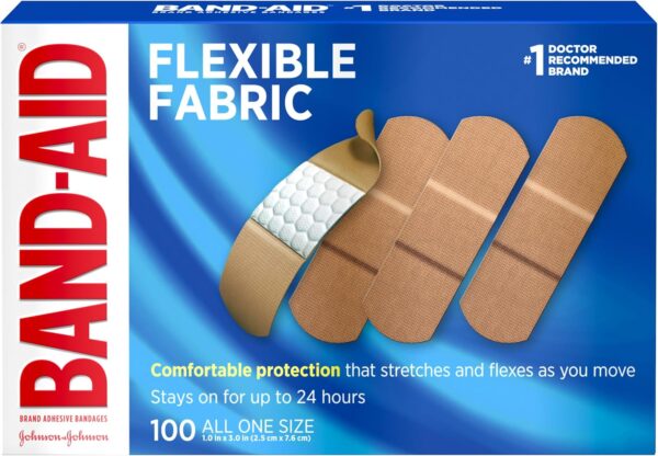 Band-Aid Brand Flexible Fabric Adhesive Bandages for Wound Care and First Aid, All One Size, 100 Count  Health & Household - Image 9