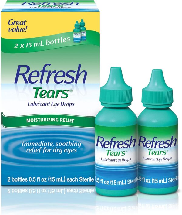 Refresh Tears, Lubricant Eye Drops, 2 Bottles .5 fl oz (15 ml)  Health & Household