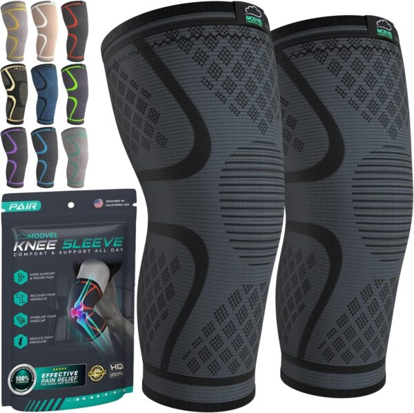 Modvel Compression Knee Brace for Women & Men - 2 Pack Knee Brace for Women Running Knee Pain, Knee Support Compression Sleeve, Workout Sports Knee Braces for Meniscus Tear ACL & Arthritis Pain Relief  Health & Household - Image 17