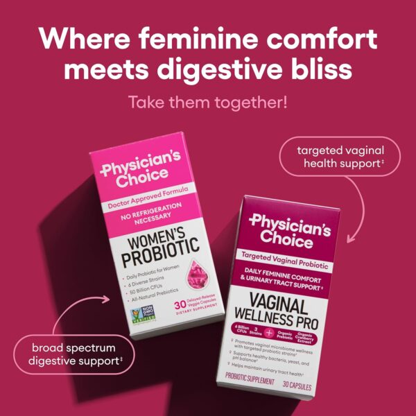 Physician's CHOICE Probiotics for Women - PH Balance, Digestive, UT, & Feminine Health - 50 Billion CFU - 6 Unique Strains for Her - Organic Prebiotics, Cranberry Extract+ - Women Probiotic - 30 CT  Health & Household - Image 25